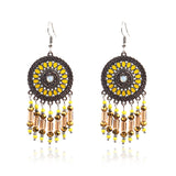 Bohemian Sunflower Earrings Round Geometric Beads Ear Drop