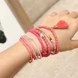 Clothing Accessories Bohemian Multilayer Tassel Pendant Colorful Bead Bracelet Jewelry for Women