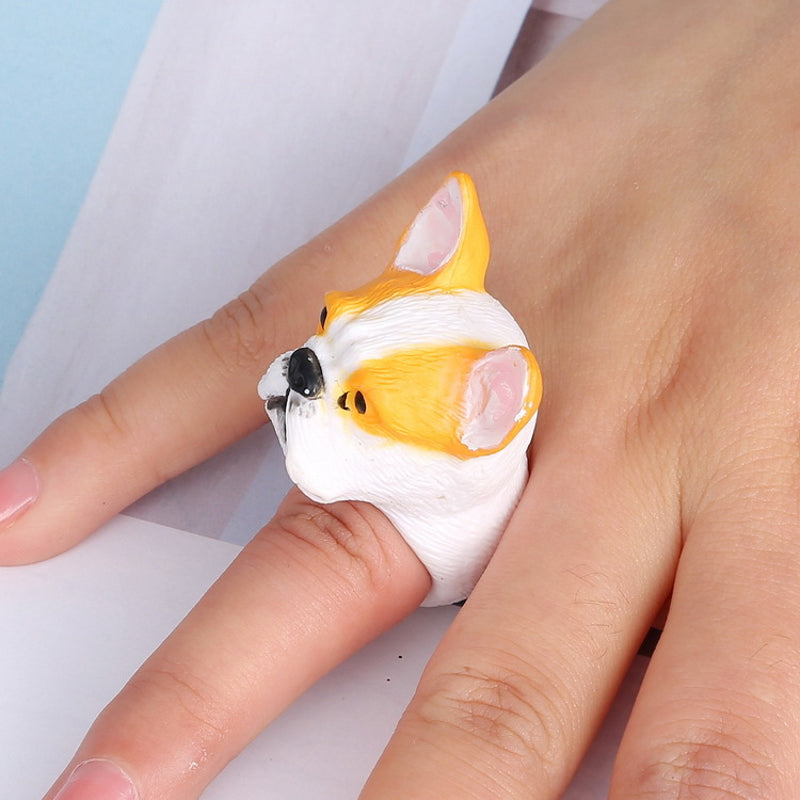 Cute Animal Cartoon Panda Dog Pig Tiger Parrot Finger Ring Jewelry for Men Women