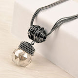 Water Drop Round Crystal Metal Long Chain Sweater Chain Statement Necklace 