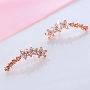 Trendy 925 Silver Needle Star Inlay Zircon Crystal Stud Earrings Jewelry for Women