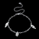 Silver Plated Heart Chain Crown Pendant Irregular Plate Anklet Women Jewelry