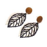 Simple Style Wood Hollow Leaves Drop Earrings  for Women