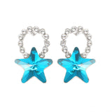 Fashion Silver Earrings Blue Purple Colorful Stars Ear Stud