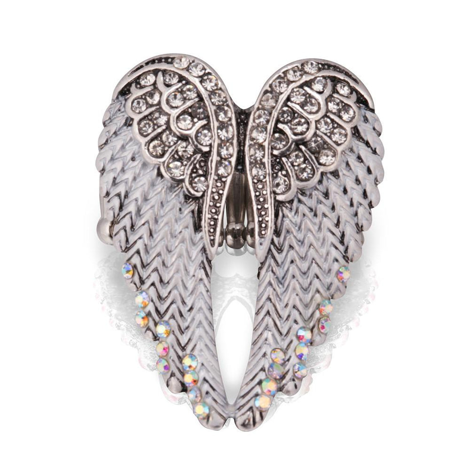 Vintage Inlaid Angelic Angel Wings Ring Elasticity Rings