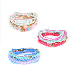 Bohemian Women's Colorful Multilayer Adjustable Beads Bracelets Best Gift for Girl 