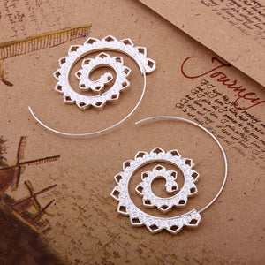 Big Circle Hoop Exaggerated Spiral Heart Drop Shape Earrings