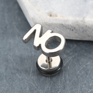 1pc Titanium Steel Letters Word NO Punk Women Men Earring