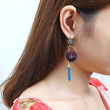 Bohemian Earrings Luxury Gold Plated Flower Charm Tassel Pendant Ear Drop Boho Jewelry for Women 