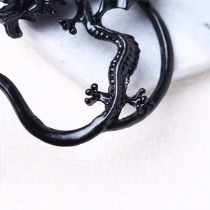 Unisex Statement Punk Dragon Ear Cuff Black Gold Ear Clip