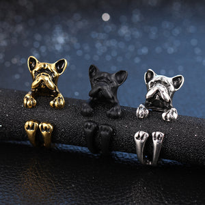 Cute Unisex Finger Rings Open Adjustable Dog Head Rings