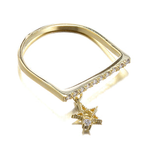 Unique Hollow Star Pendannt Zircon 18K Gold Irregular Rings