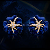 Elegant Brilliant Blooming Flowers Rhinestones Stud Earrings