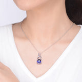 Trendy Sterling Silver Blue Rhinestone Pendant Necklaces