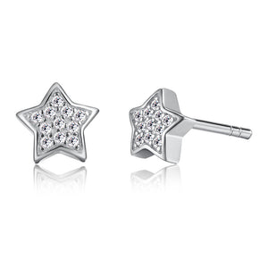 Cute 925 Silver Star Cubic Zircon Crystal Earrings Women Jewelry