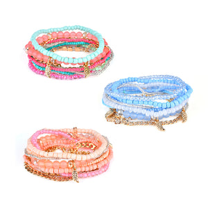 Bohemian Bracelet Leaves Chain Multilayer Beads Bracelets for Women