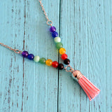 Fashion Natural Stone Colorful Buddha Beads Tassel Necklace