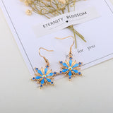 Bohemian Turquoise Rhinestones Flower Dangle Earring