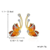 Luxury Butterfly Gold Earring Sweet Ceramic Rhinestones