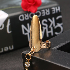 Silver Gold Hollow Rose Ring Alloy Rhinestone Nail Ring Jewelry for Women