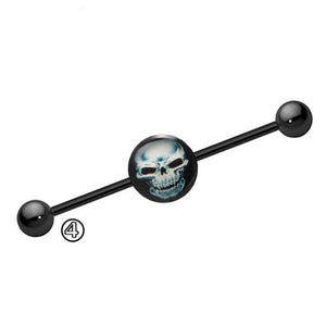 Unisex Retro Ear Holes Industrial Barbell Skull Ear Stud