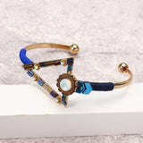 Bohemian Bracelet Punk Gold Plated Colorful Glass Bead Triangle Charm Bangle Boho Jewelry for Women 