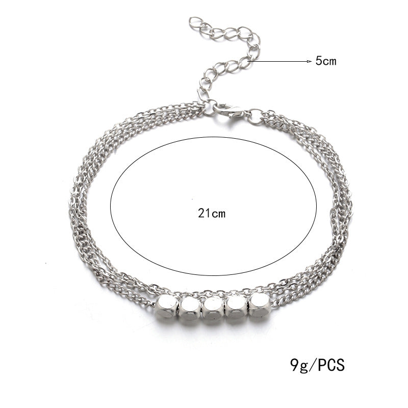 Trendy Sterling Silver Plated  Beads Anklet