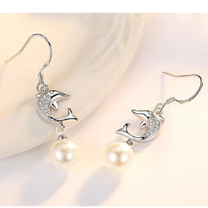 Fashion Ear Drop S925 Silver Dolphin Earring Simple Tasse