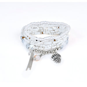 Bohemian Multilayer Conch Crystal Tassel Pendant Bead Bracelet Jewelry for Women Best Gift