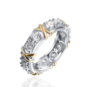 Simple Style Zirconia Inlay Knot Pattern Ring for Women