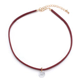 Leather Collar Short Necklace Zircon Clavicle Cord Necklaces