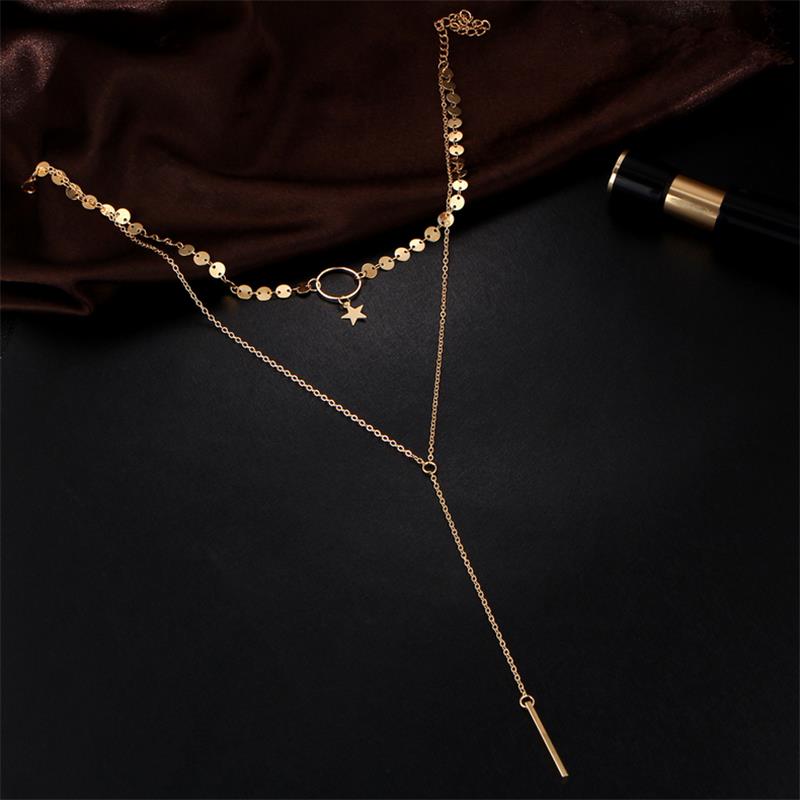 Bohemian Multilayer Necklace Star Bar Tassel Pendant Fashion