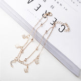 Fashion Sweet Gold Anklet Stars Tassels Two-layer Chain