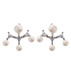 Luxury 925 Sterling Silver Dazzling Zirconia Pearl Earrings