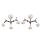 Luxury 925 Sterling Silver Dazzling Zirconia Pearl Earrings