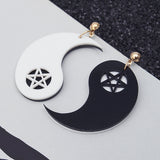 Exaggerated Acrylic Asymmetric Tai Ji Star Earrings