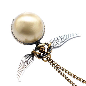 Golden Wings Snitch Quartz Pocket Watch Necklace