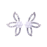 Sweet Crystal Flower Pearl Earring Party Jewelry for Women