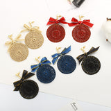 Ethnic Bowknot Round Plate Charm Dangle Earrings for Women