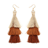 Women's  Bohemian Tassel Earrings Hand-made Three Layers Different Color Ear Drop Unique Gift