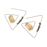 Retro Geometric Triangle Natural Crystal Stone Women Earrings