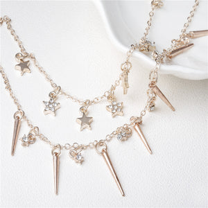 Fashion Sweet Gold Anklet Stars Tassels Two-layer Chain