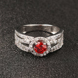 Elegant Women Ring Luxury White Gold Plated Sapphire Ruby Anallergic Wedding Bridal Ring Best Gift