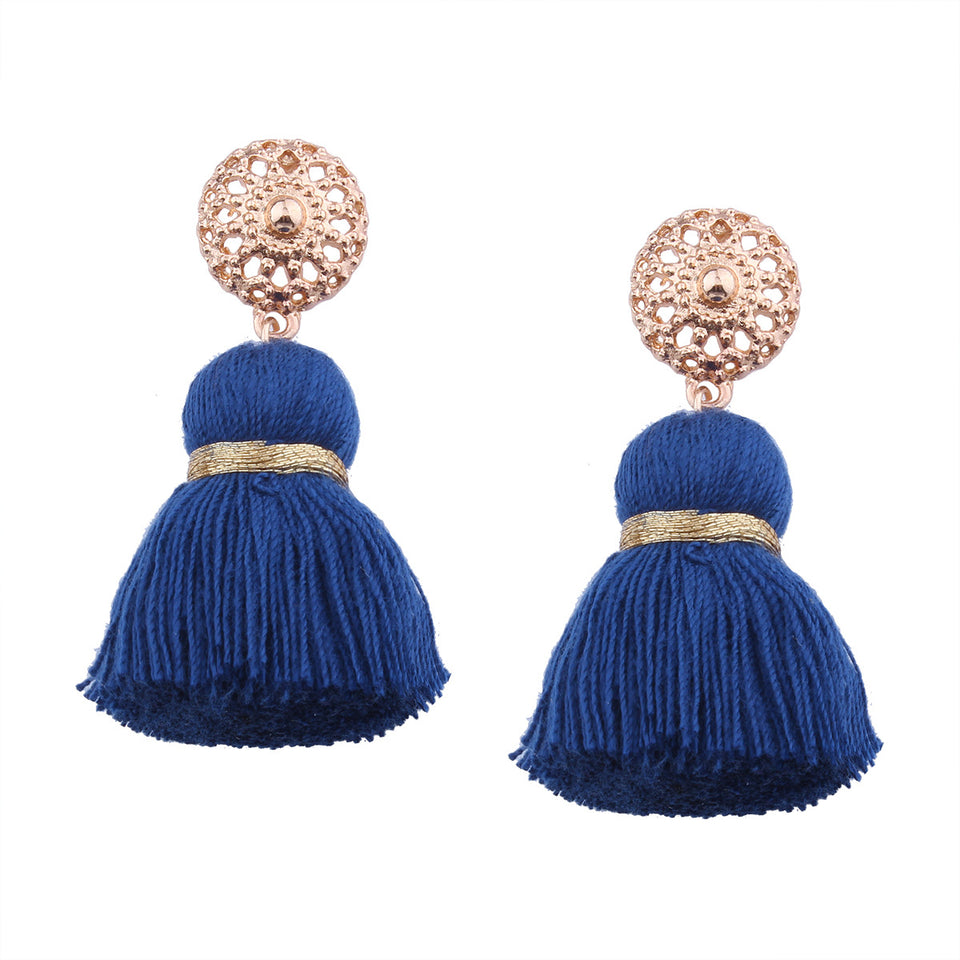 Bohemian Hollow Sun Stud Weaving Tassels Earrings Ear Drop