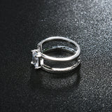 Luxury Double Layer Adjustable Open End Ring Platinum Plated Shiny Zircon Ring for Women