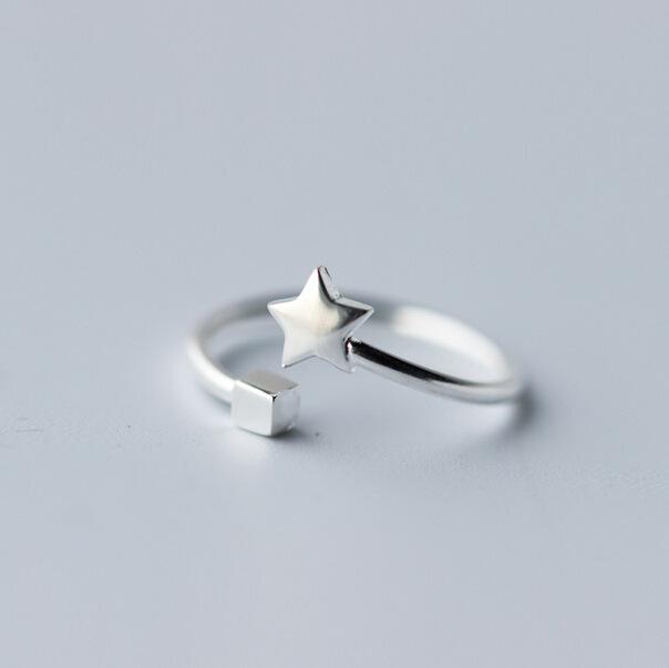 Simple Alloy Diamond Stars Plane Adjustable Rings for Women