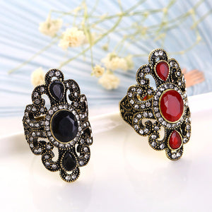 Vintage Finger Ring Gemstone Rhinestone Hollow Oval Jewelry