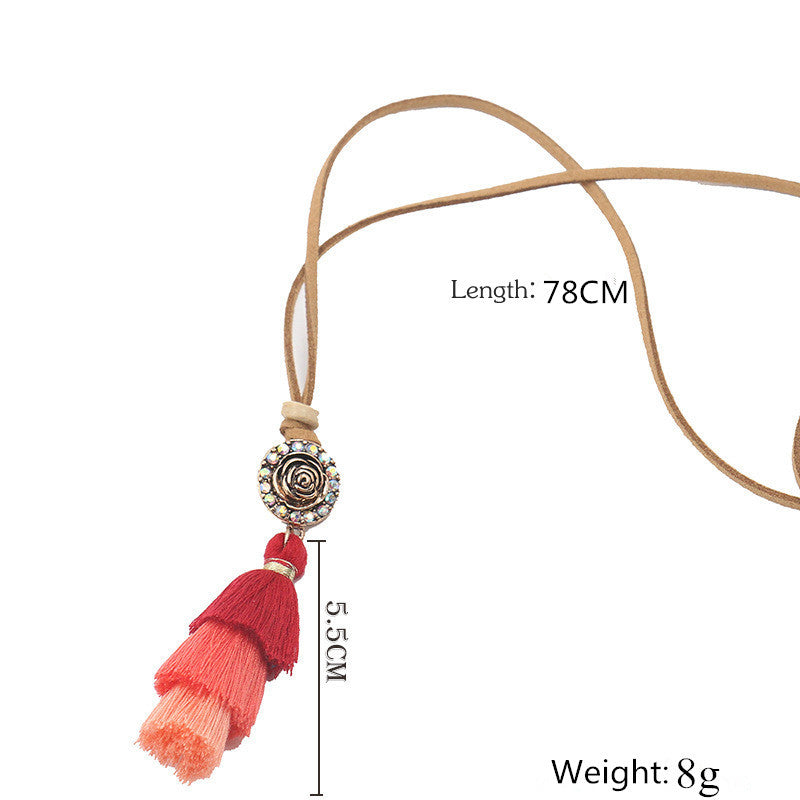 Gradient Colorful Tassels Pendant Ethnic Fashion Necklace for Women