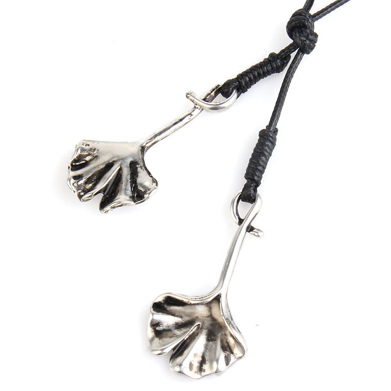 Unisex Ethnic Apricot Leaves Pendant Handmade Long Necklaces