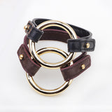 Simple Gold Circle Leather Rope Buckle Bracelets